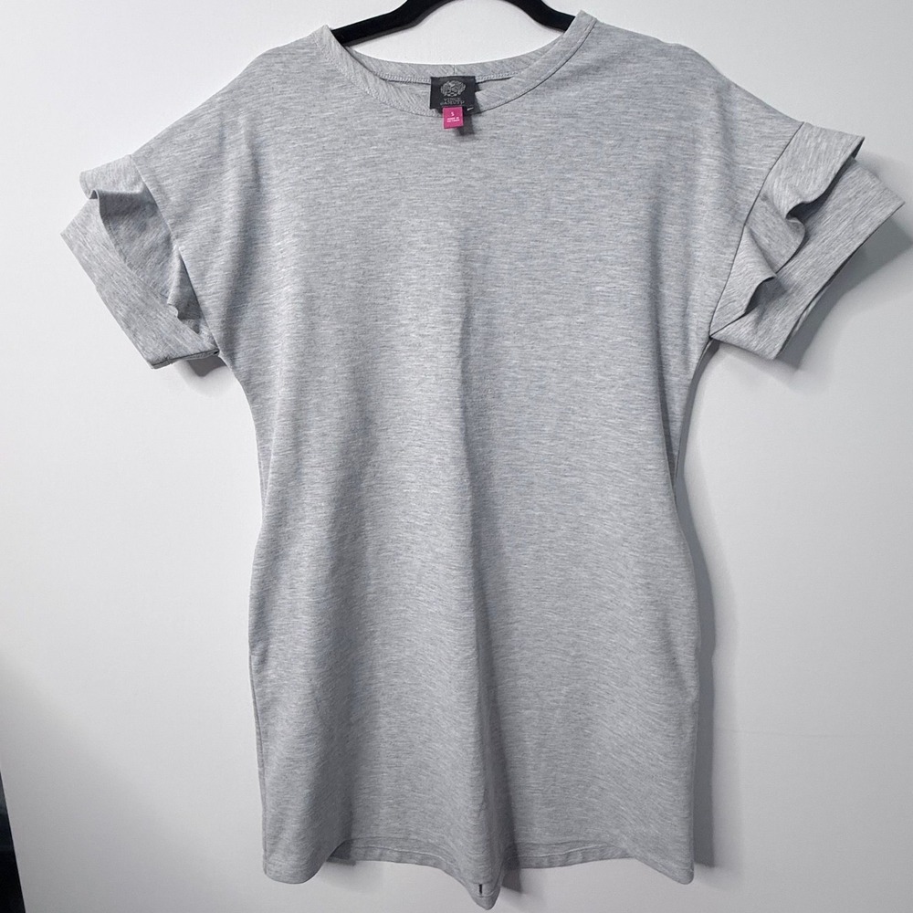 Vince Camuto Gray Ruffle Sleeve Pocket Tunic Casual Chic Dress Small